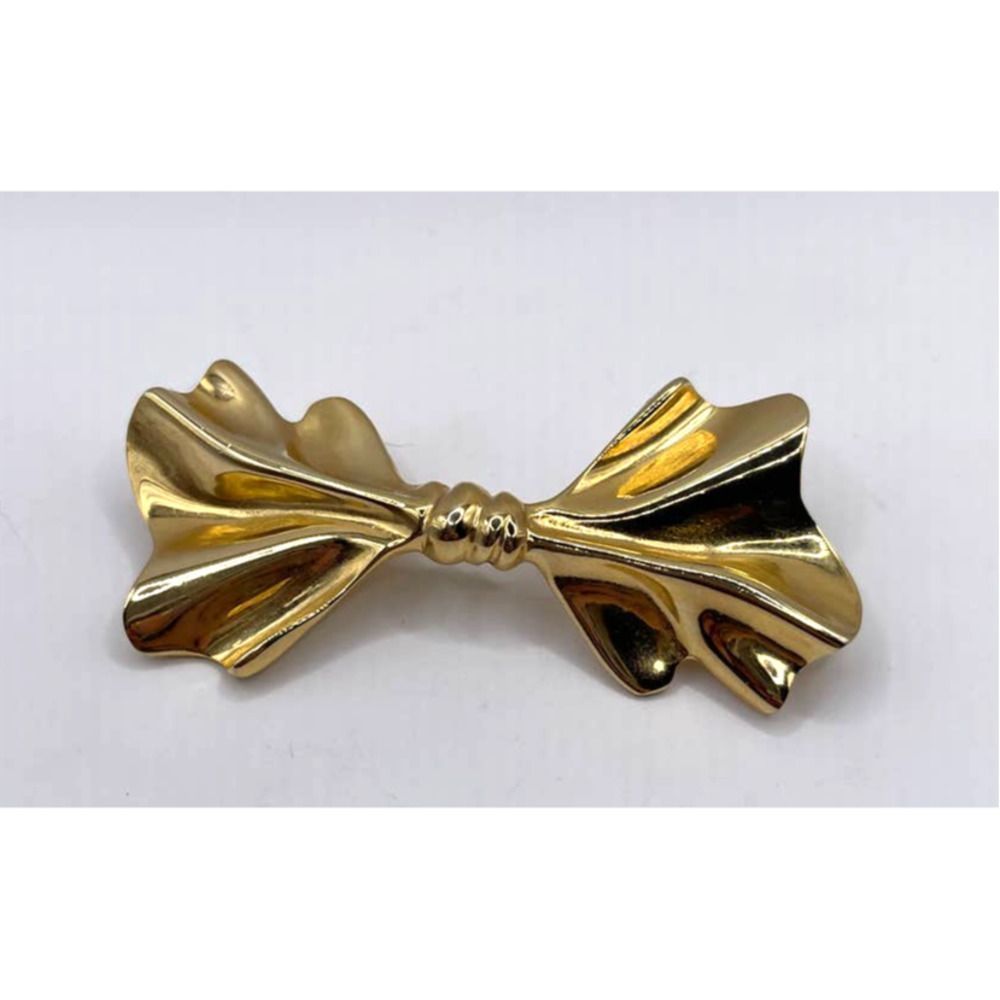 Vintage Accessocraft NYC Gold Tone Bow Brooch Pin